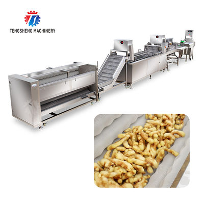 Brush bubble cleaning, drying, selection and cutting production line